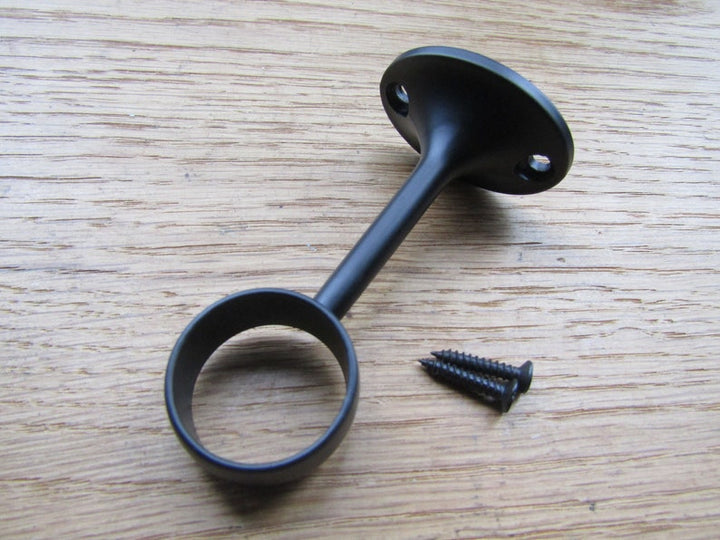 Matte Black Retro Wardrobe Fittings Centre Bracket 25mm.