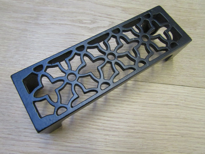 8.25inch x 2.75inch Floral Metric Air Brick Black Antique.