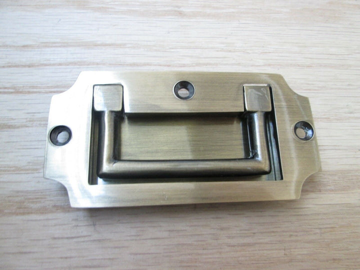 Military Flush Chest Handle Antique Brass.