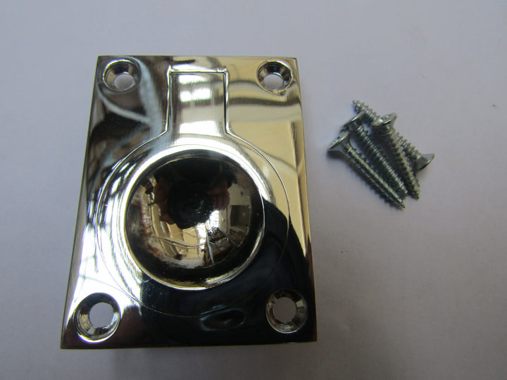 Small Rectangular Ring Pull Polished Chrome.