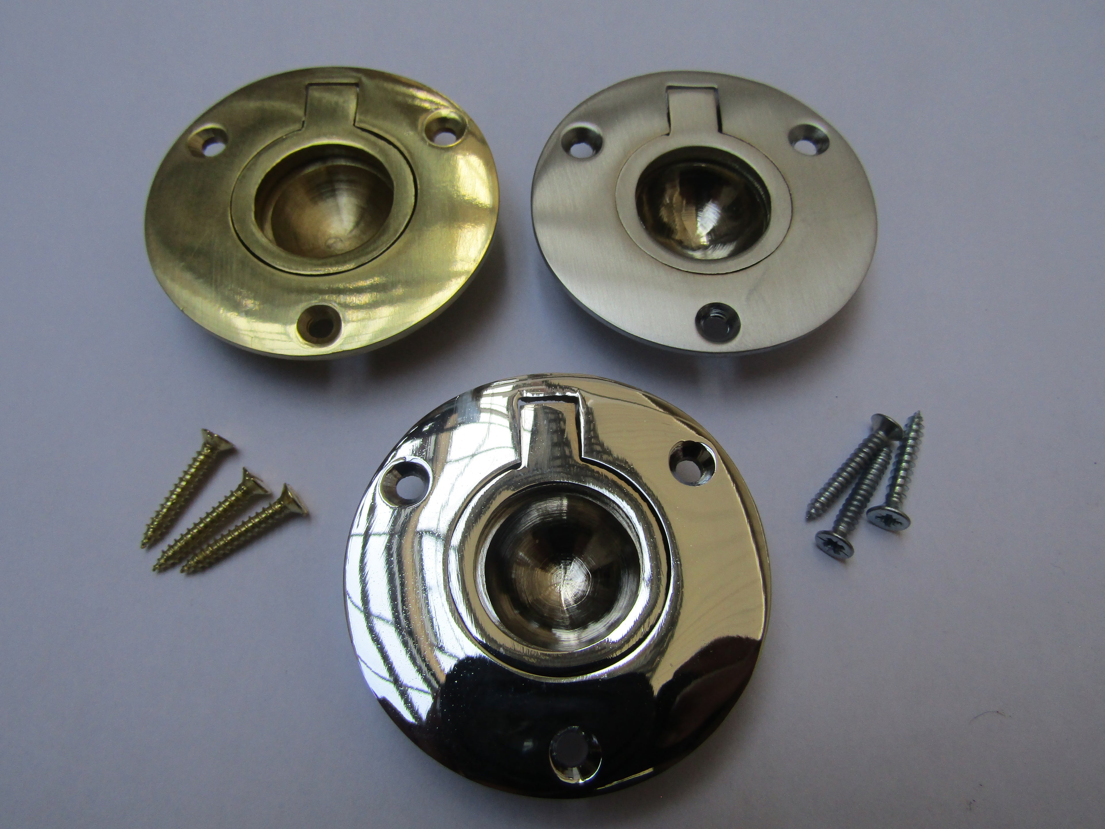 50mm Round Large Ring Pull Satin Chrome.