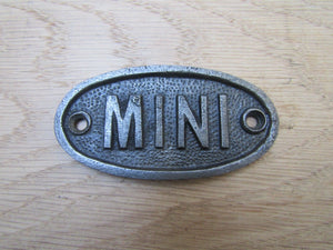 Cast Iron Mini Cooper Plaque.