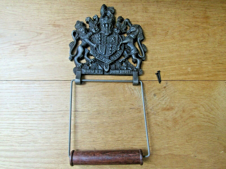 Dieu et mon droit Toilet Roll Holder Antique Iron.