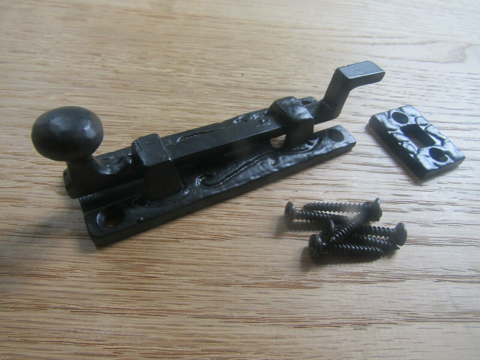 Black Antique Necked Cranked Knob Door Bolt.