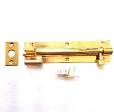 4inch Necked Door Bolt Polished Brass.
