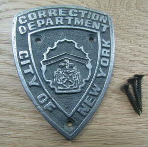 New York Correction Department Plaque.