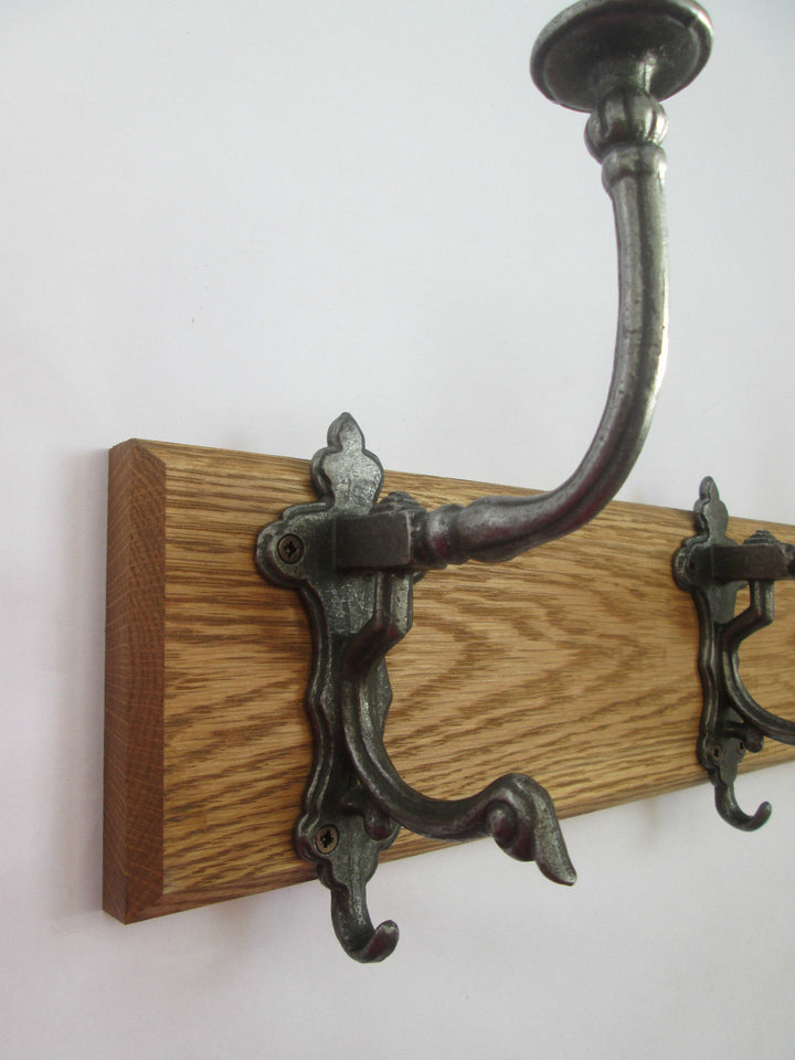 Antique iron Noble 9 Hook Coat Rail 98cm.