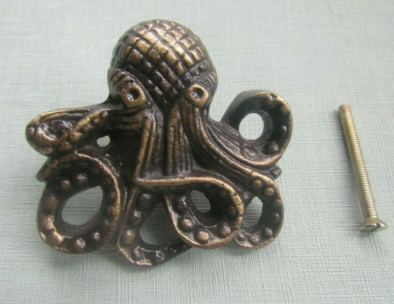 Octopus Cupboard Knob Antique Brass 70mm.