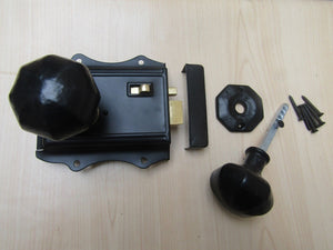 Olde Latch Black & Cast Iron Octagonal Rim Black Set.