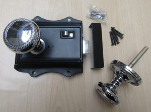 Olde Latch Black & Polished Chrome Georgian Rim Set.