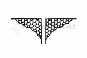Pair Of 6inch Jali Lattice Shelf Bracket Black Antique.
