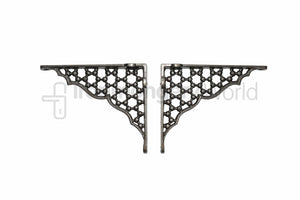 Pair Of 6inch Jali Lattice Shelf Bracket Antique Iron.