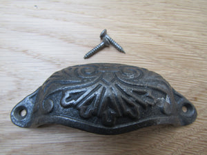 Ornate Cup Pull Handle Antique Iron.