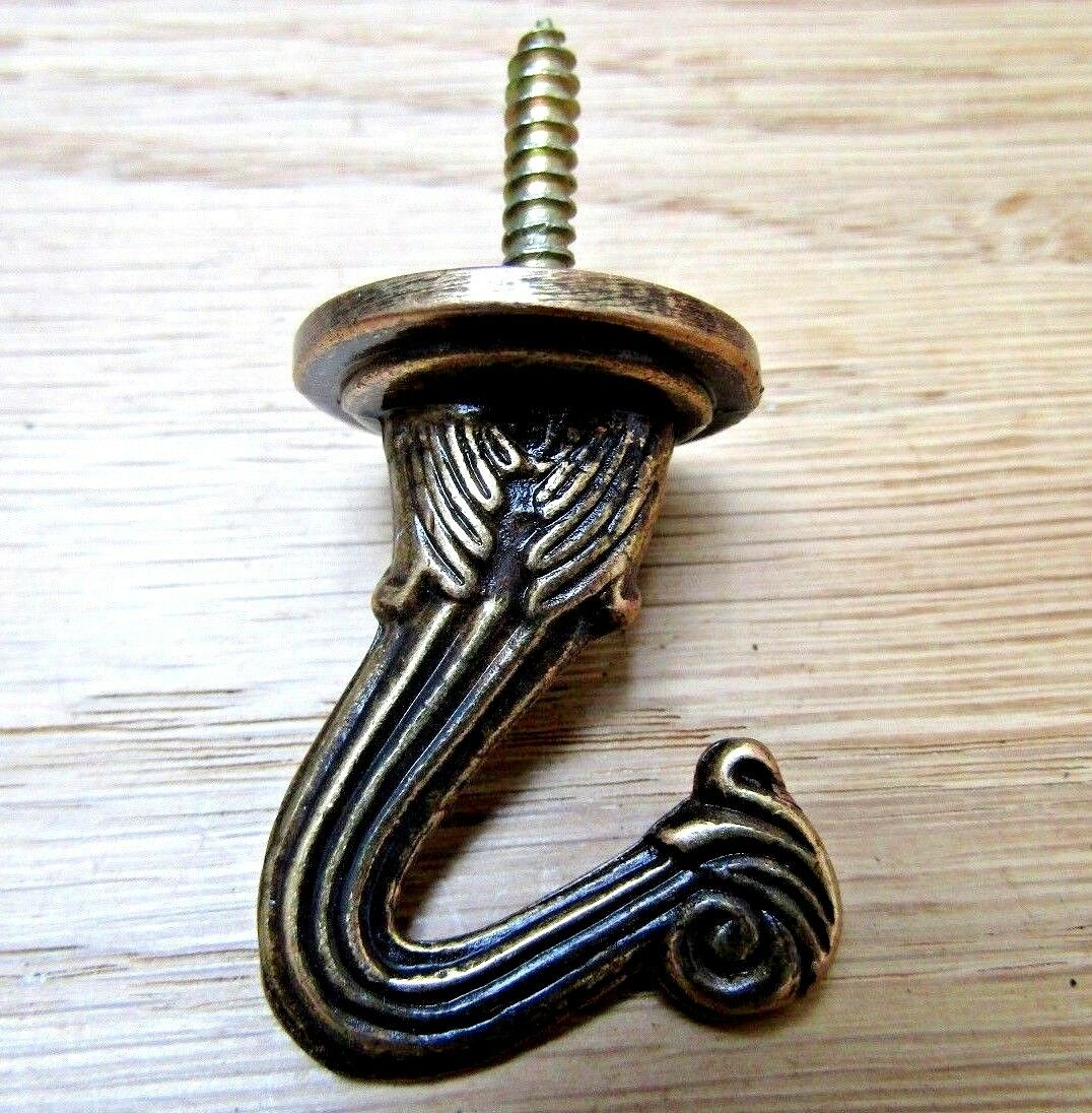 Ornate Ceiling Screw in Hook Antique Brass.