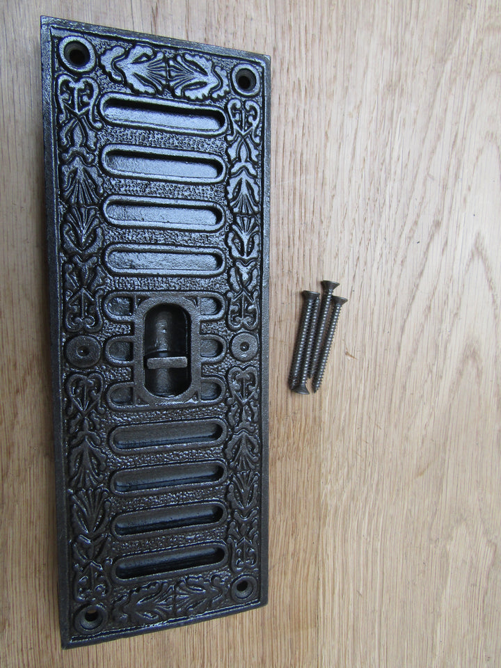 9inch x 3inch Fancy Sliding Vent Antique iron.