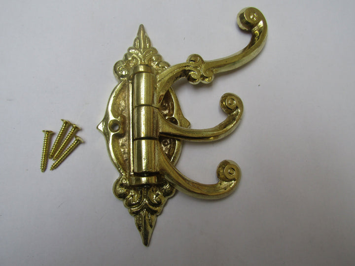 Ornate Swivel Arm Hook Brass Plated.