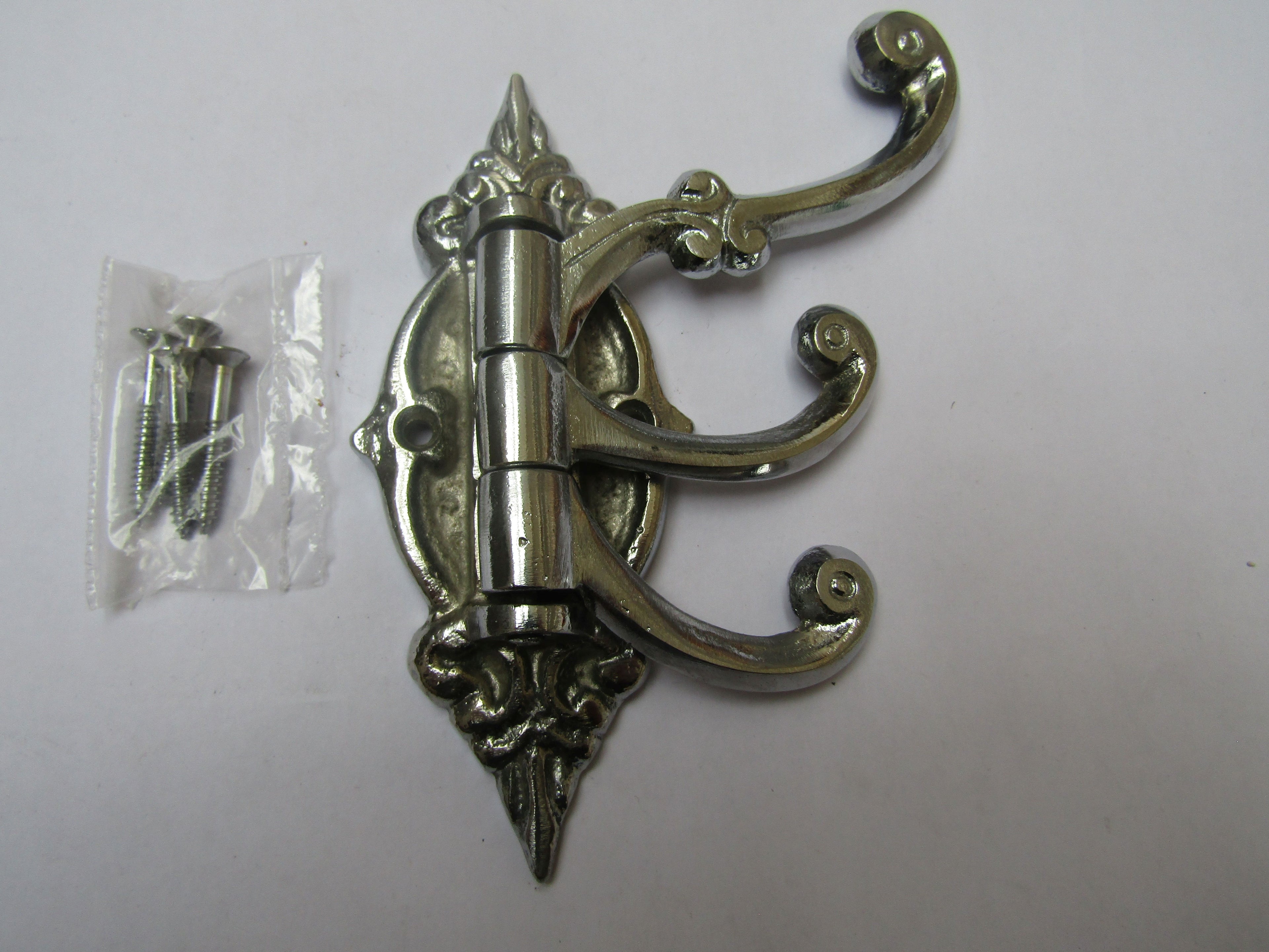 Ornate Swivel Arm Hook Chrome Plated.