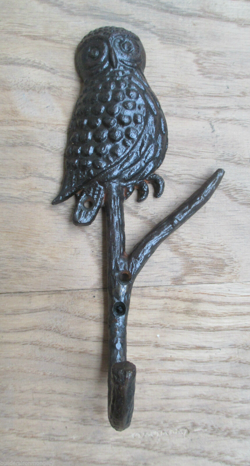 Owl On Branch Coat Hook Antique Iron.
