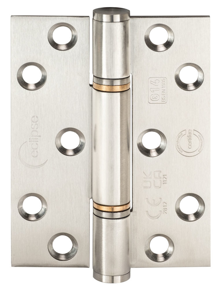 Fire Rated Thrust Bearing Door Hinge 102x76mm Grade 14 Satin Stainless Steel Pack of 2