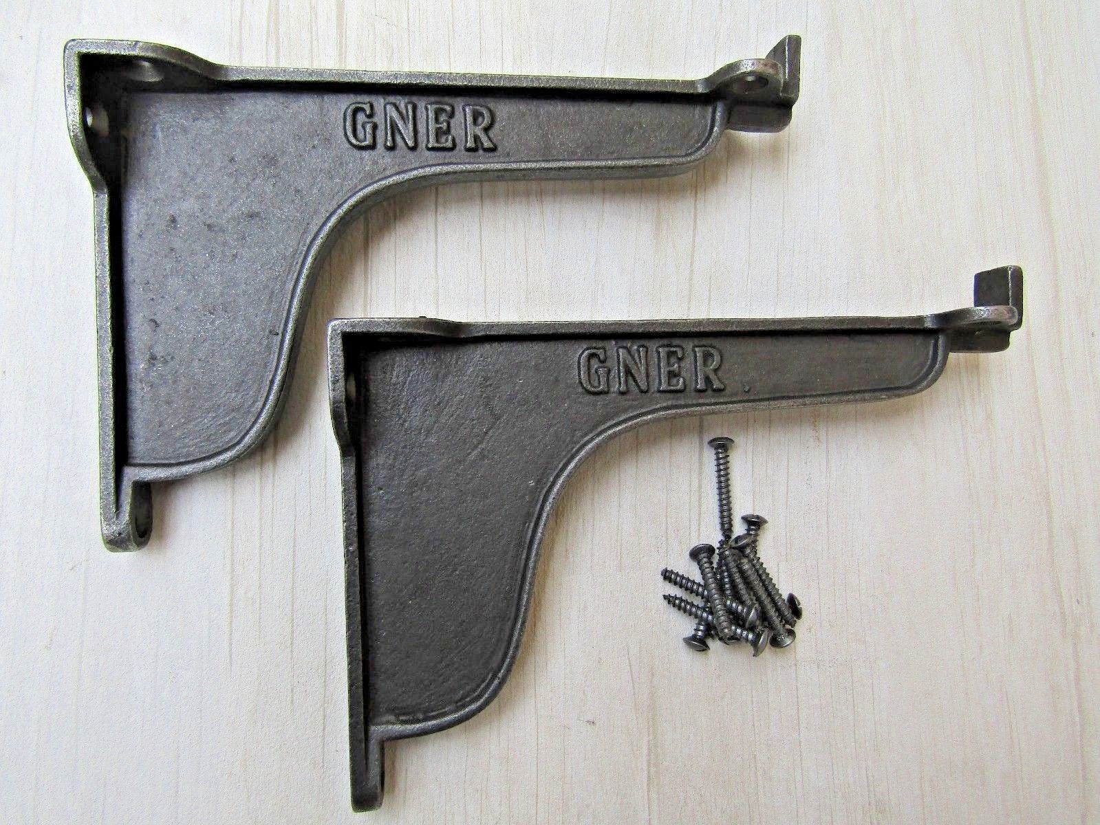 Pair Of GNER Lipped Brackets Antique Iron 6inch.