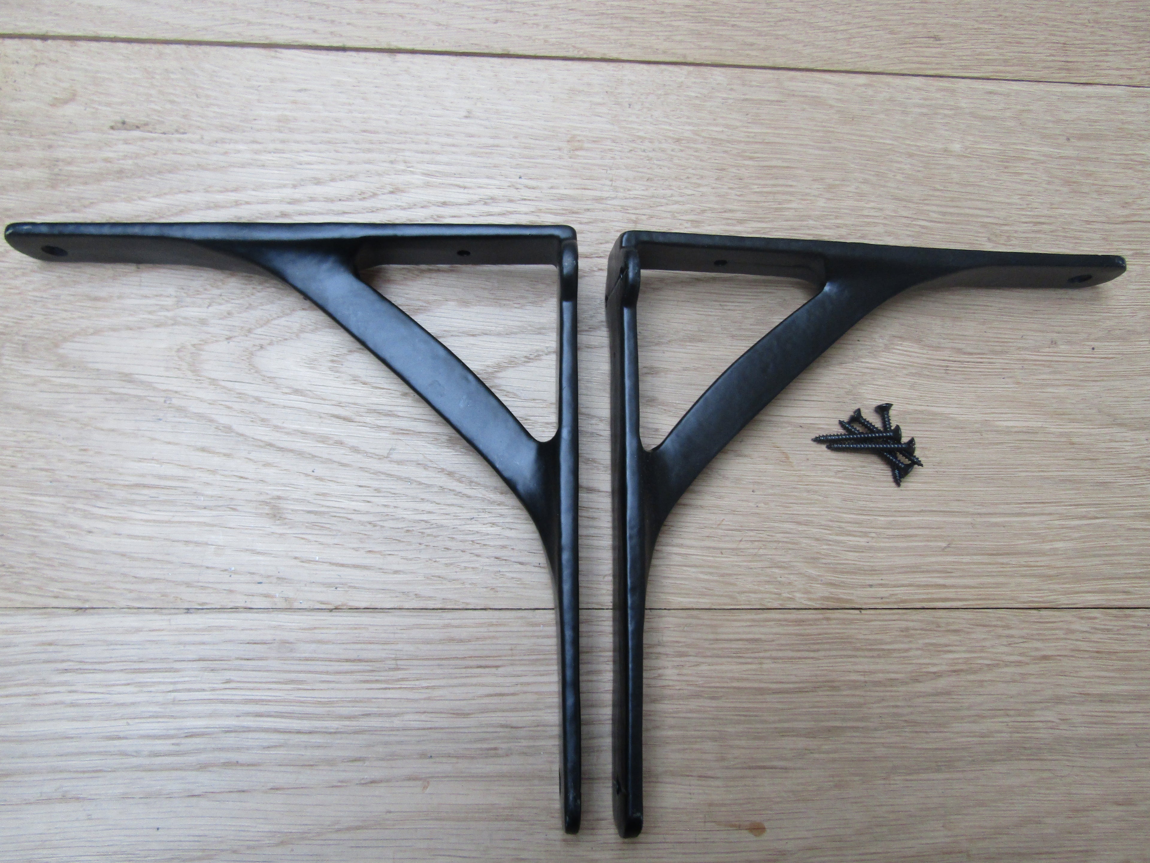 Pair Of Gallows Shelf Brackets Black Antique.