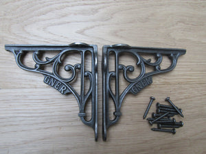 Pair Of GNER Shelf Brackets Antique Iron 5inch.