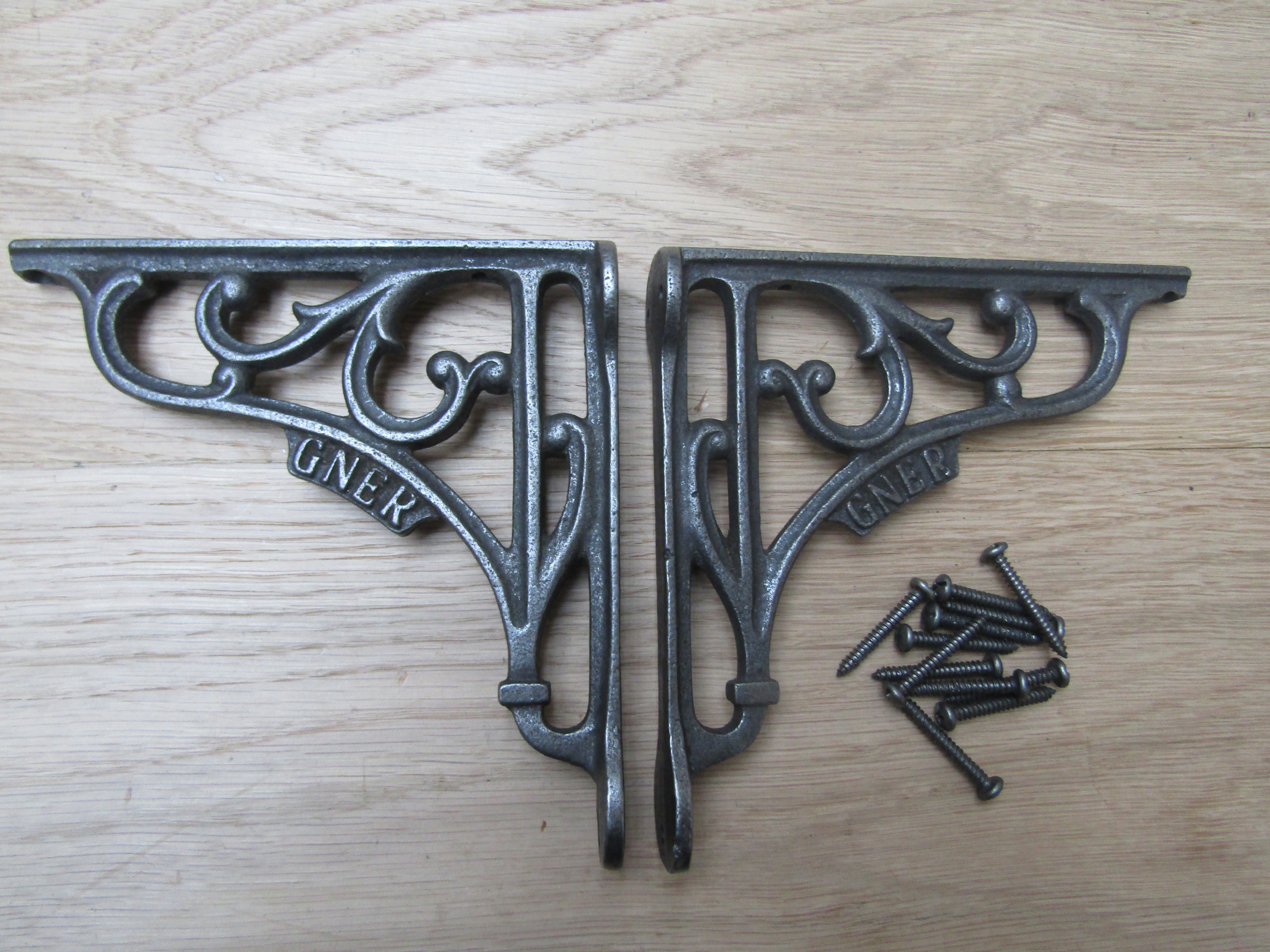 Pair Of GNER Shelf Brackets Antique Iron 6inch.