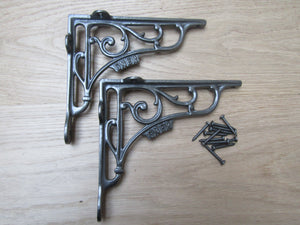 Pair Of 7inch GNER Shelf Brackets Antique Iron.