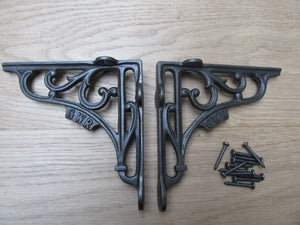 Pair Of 8inch GWR Shelf Brackets Antique Iron.