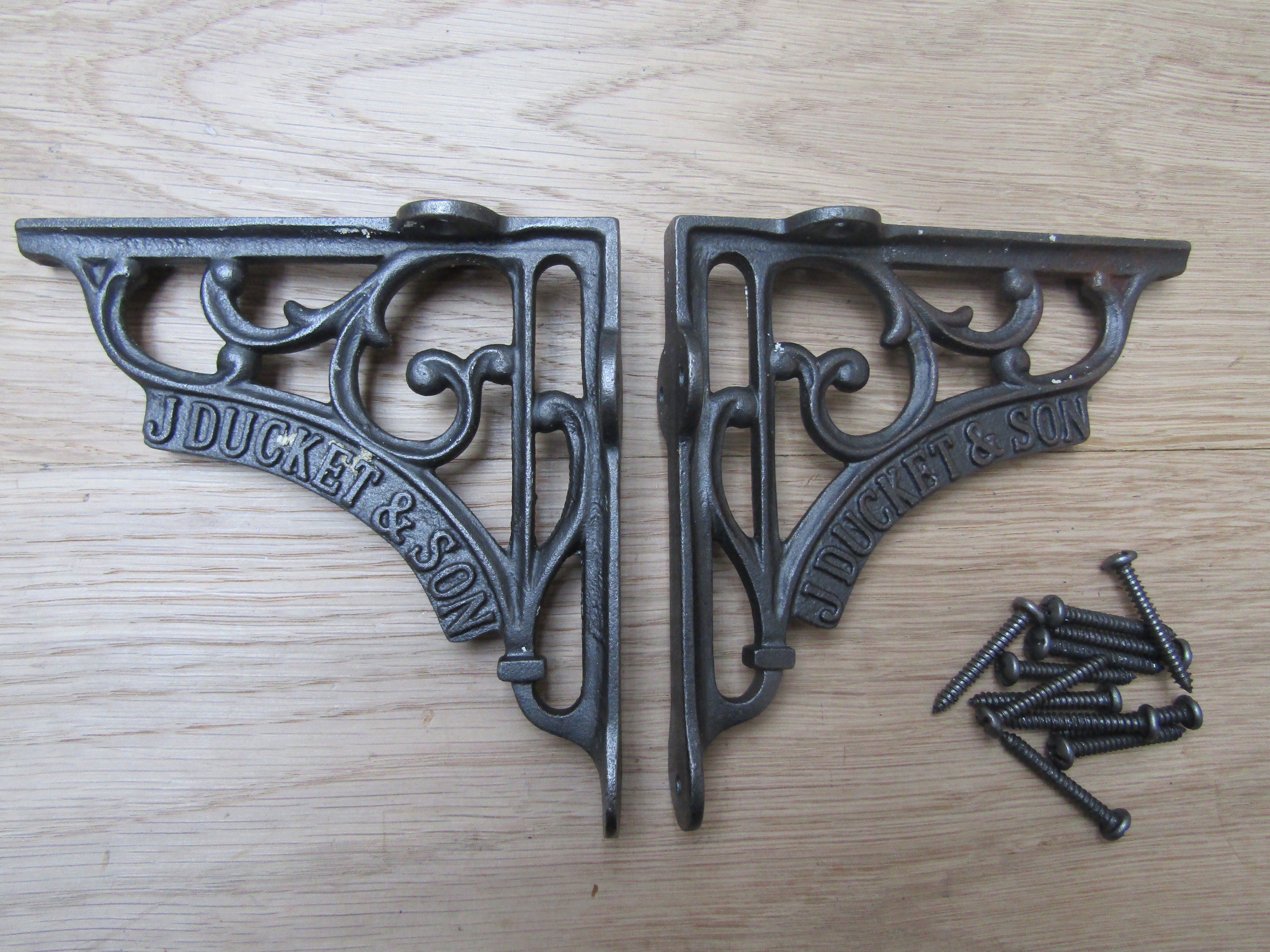 Pair Of J Duckett Shelf Brackets Antique Iron 5inch.