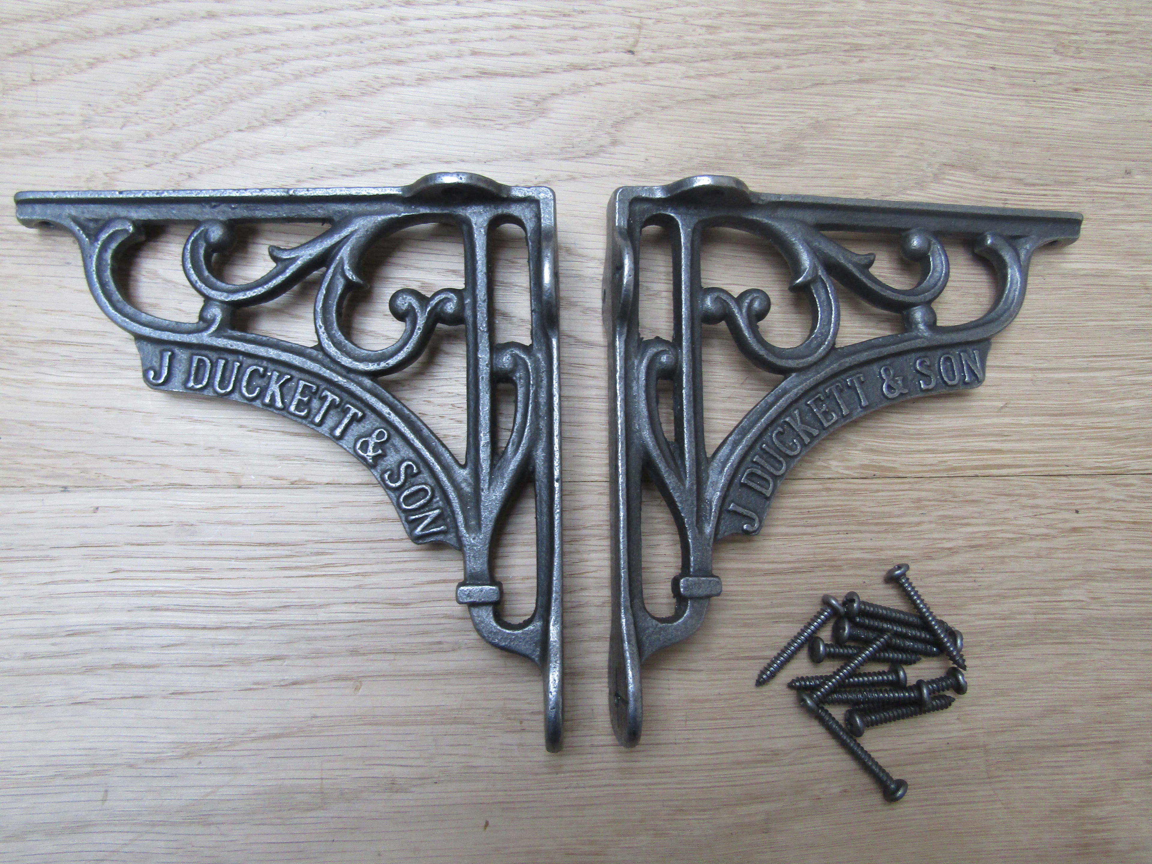 Pair Of J Duckett Shelf Brackets Antique Iron 6inch.