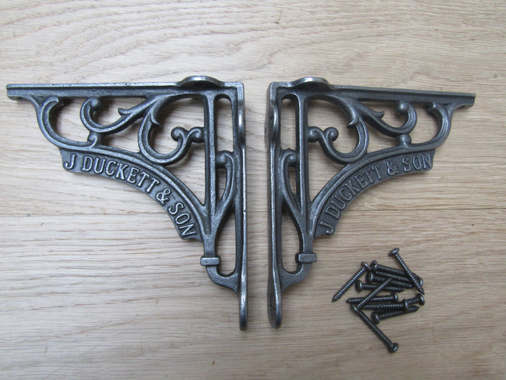 Pair Of J Duckett Shelf Brackets Antique Iron 6inch.