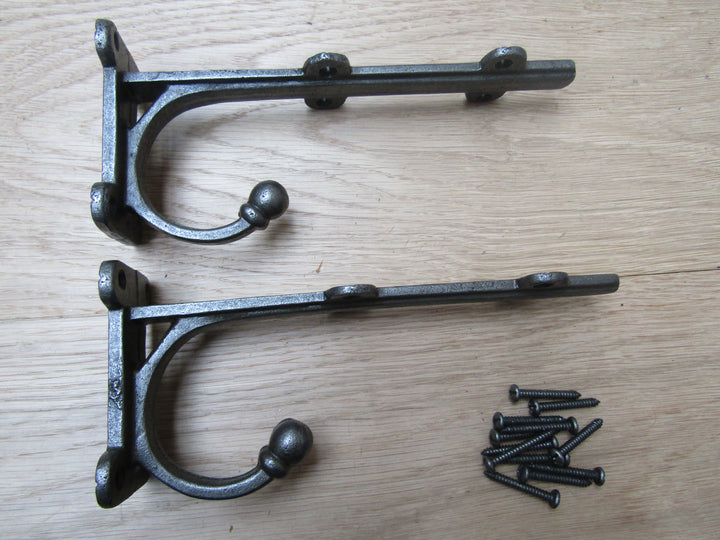 Pair Of 8inch Jacobean Shelf Brackets Antique Iron.