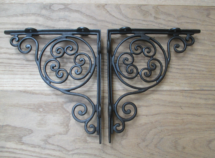 Pair Of Jubilee Shelf Brackets Antique Iron.