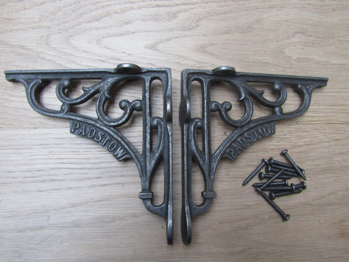 Pair Of 6inch Padstow Shelf Brackets Antique Iron.