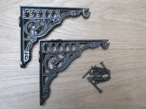 Pair Of 6inch Roman Hook Shelf Brackets Antique iron.