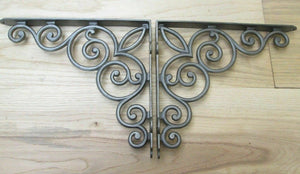 Pair Of 12inch Palace Scroll Brackets Antique Iron.