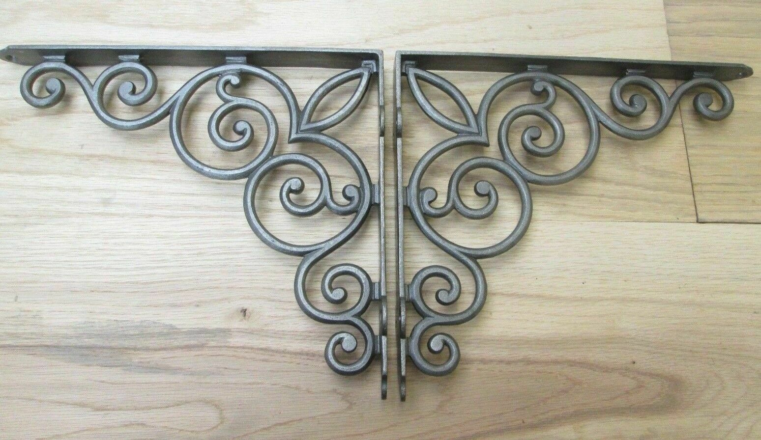 Pair Of 12inch Palace Scroll Brackets Antique Iron.