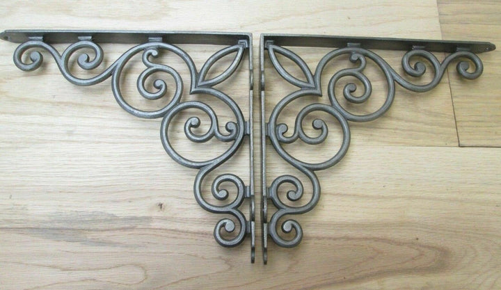 Pair Of 12inch Palace Scroll Brackets Antique Iron.