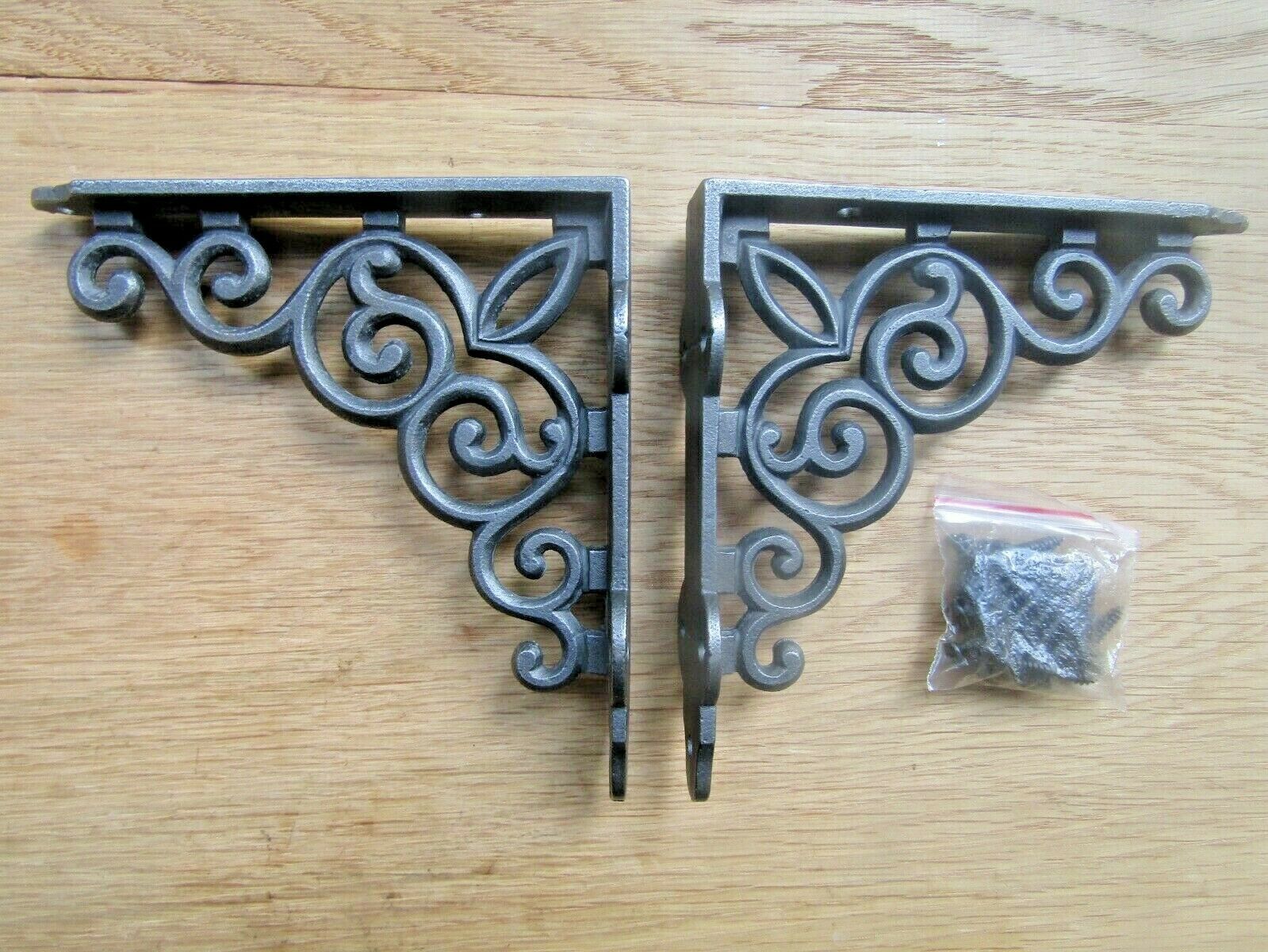 Pair Of 5inch Palace Scroll Brackets Antique Iron.