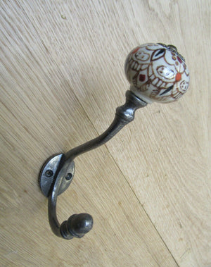 Pumpkin Ceramic Coat Hook Large Patterned.