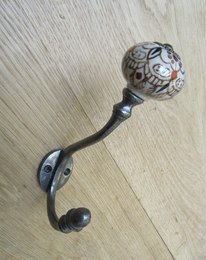 Pumpkin Ceramic Coat Hook Large Patterned.