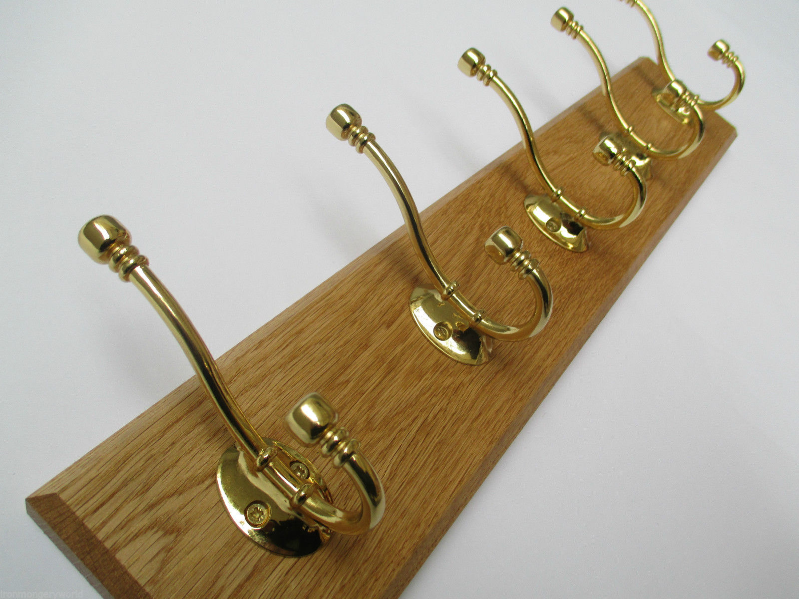 Polished Brass Ball End 9 Hook Coat Rail 98cm.