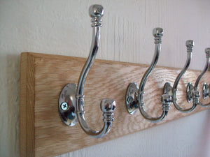 Polished Chrome Ball End 5 Hook Coat Rail 58cm.