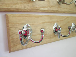 Polished Chrome Double Ball End 3 Hook Coat Rail 38cm.