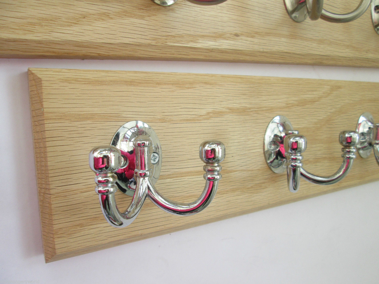 Polished Chrome Double Ball End 8 Hook Coat Rail 88cm.