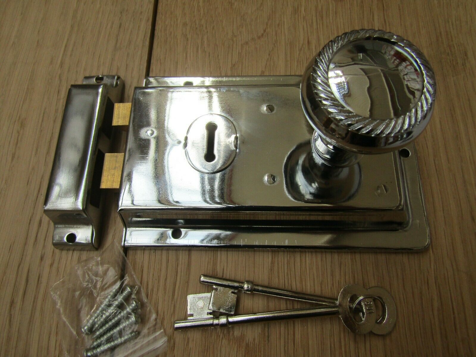 6inch Rim Lock Polished Chrome & Georgian Rim Polished Chrome Set.