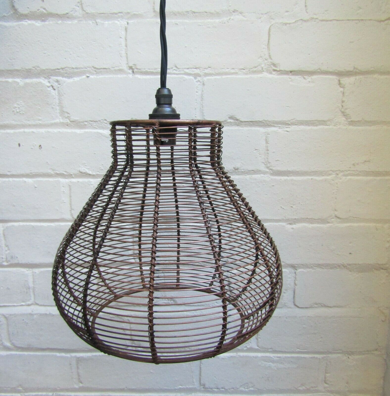 Pear Drop Wire Pendant Shade Antique Copper.