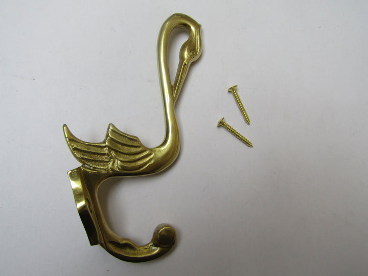 Pack Of 5 Pelican Coat Hooks Polished Brass.