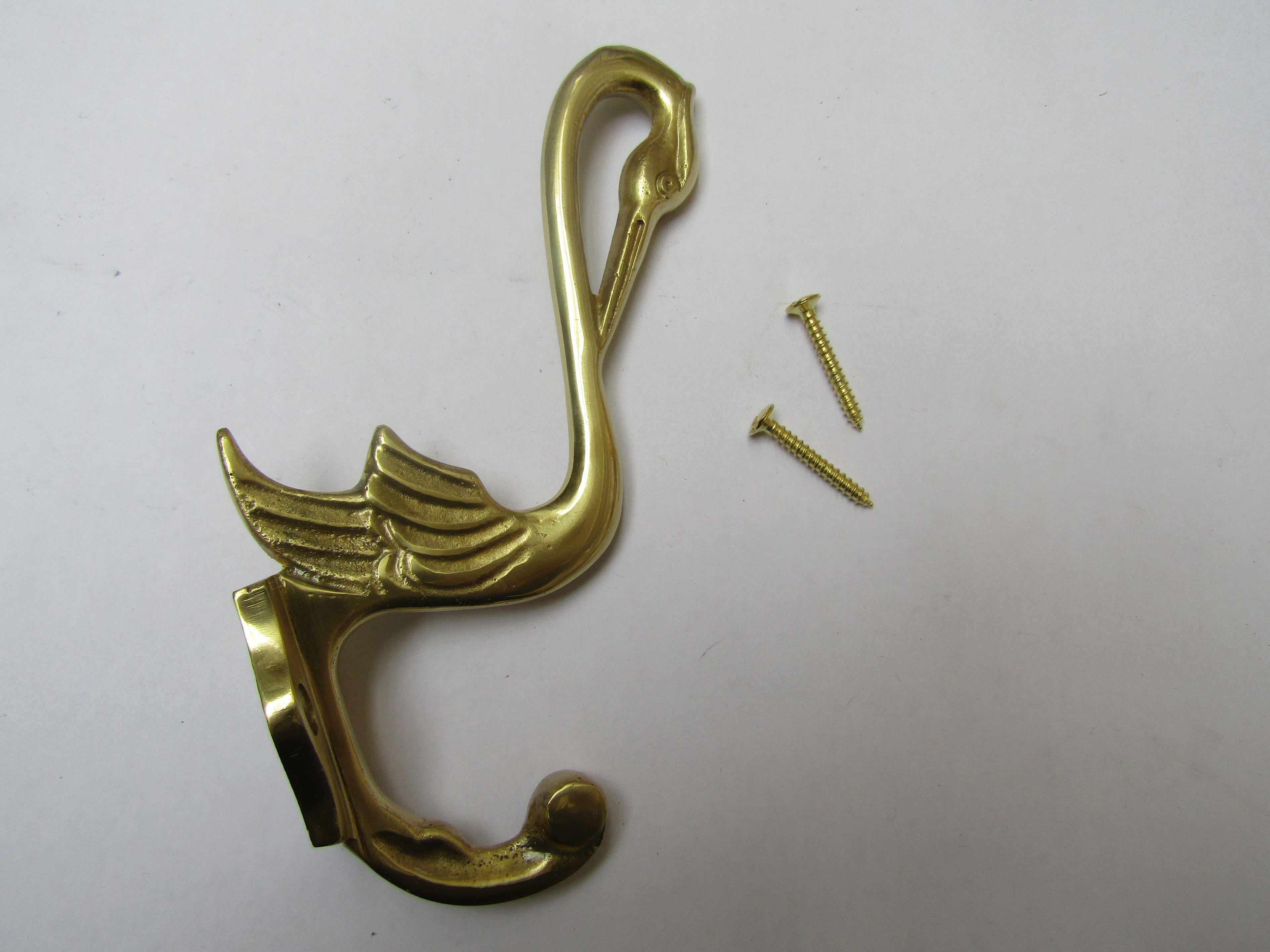Pelican Coat Hook Polished Brass.